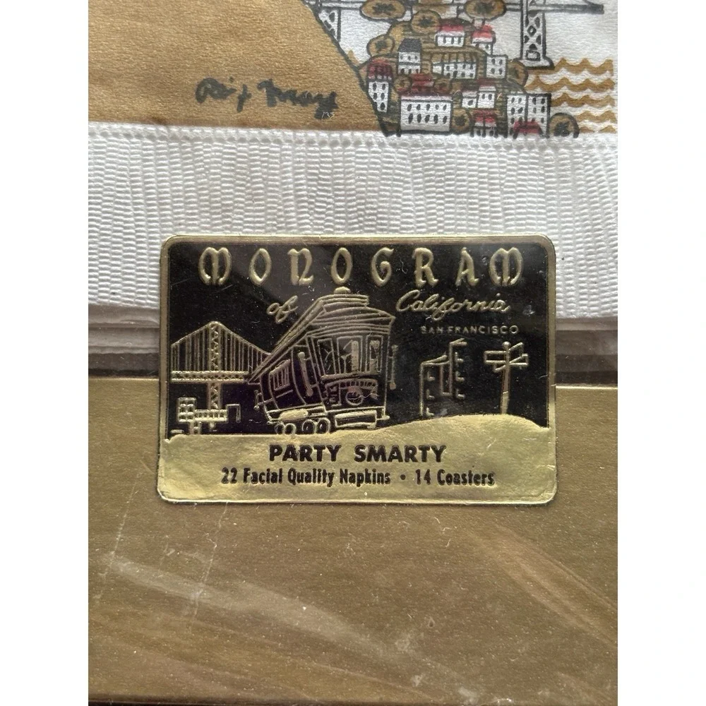 Vtg Monogram California Trolley Car Napkin Coaster Set NIP Paper Party Smarty